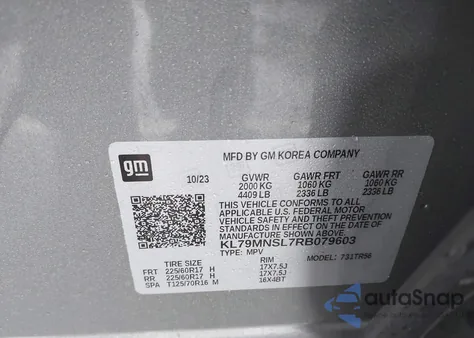 2024 Chevrolet Trailblazer Awd Ls z USA, uszkodzony, nr VIN KL79MNSL7RB079603